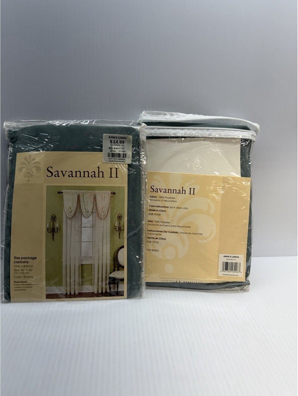 Savannah II Valances "Stormy" 50"x35" Vintage Anna's Linen's X2